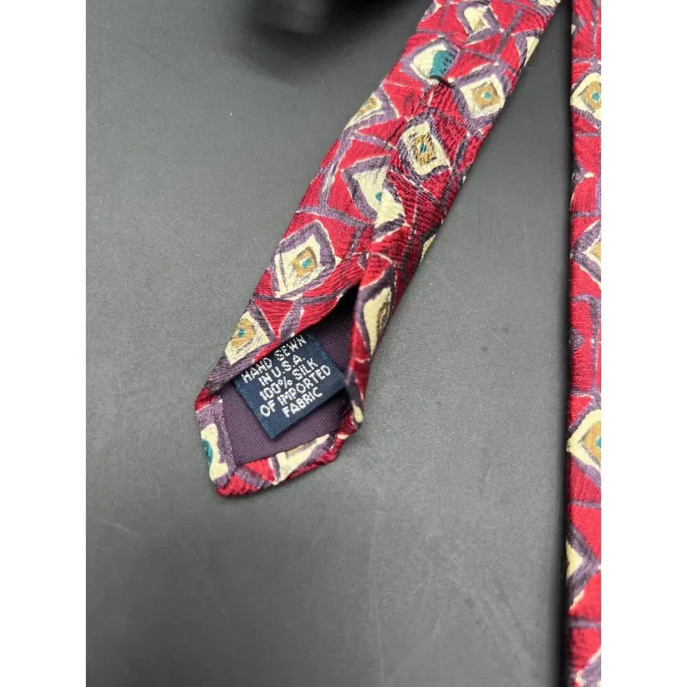 Vintage Lands' End Silk‎ Tie Geometric Abstract #433